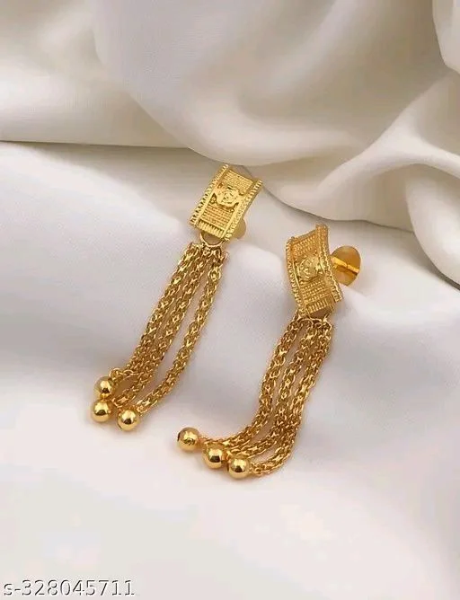 Beautiful Gold-plated Drop Earrings Design under 200 on Meesho 7 beautiful gold plated drop earrings design57444608425880329967