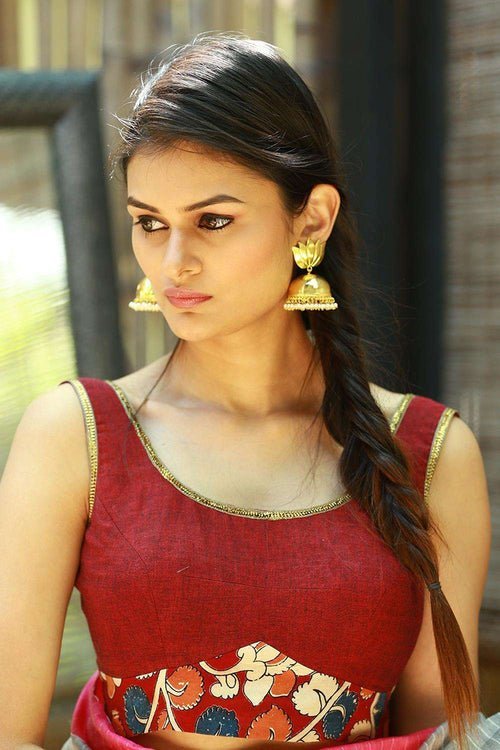 Maroon handloom sleeveless blouse