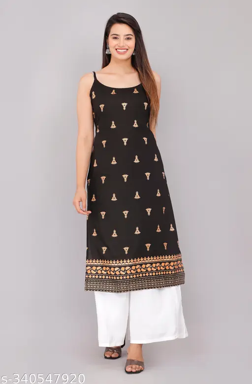 Women's Printed Rayon Sleeveless Kurta