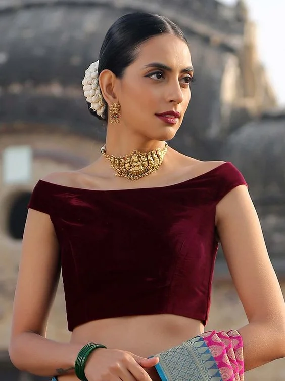 Off-Shoulder Neck Blouse Design