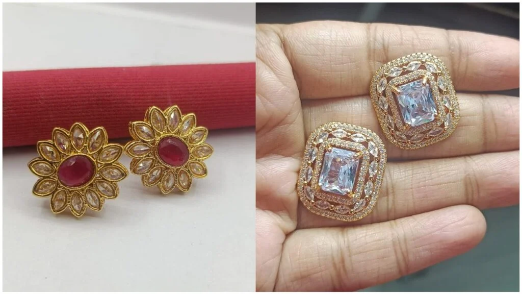 Earrings Design: Affordable Stone Earrings for Women Under 200 Rupees 2 Stone Earrings for Women Under 200