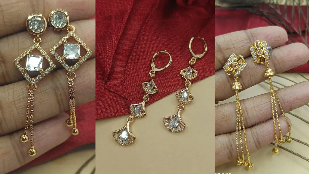 Earrings Design : Stylish Gold-plated Earrings Design For Girls And Women 4 Stylish Gold-plated Earrings Design For Girls And Women