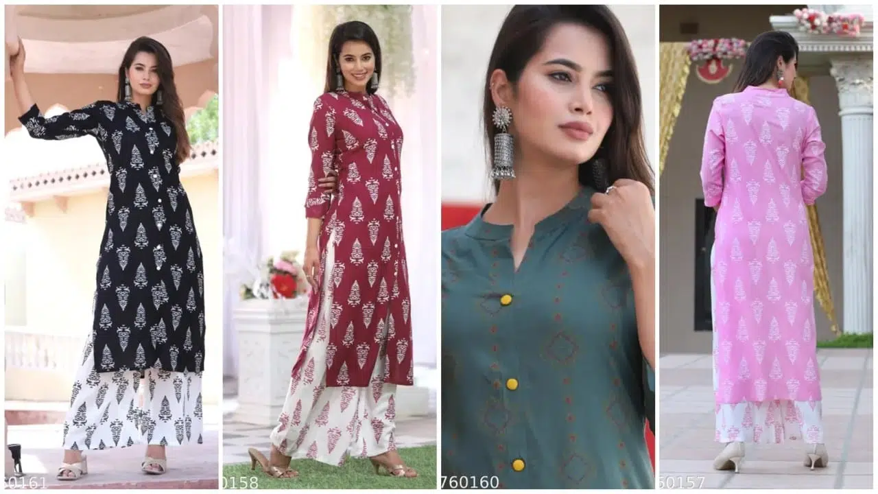 Printed Kurti with Palazzo Set – शादी, पार्टी और ऑफिस लुक के लिए परफेक्ट एथनिक वियर, स्टाइलिश डिजाइन और आरामदायक फैब्रिक के साथ हर मौके पर दिखें सबसे खास 3 Printed Kurti With Palszo Set