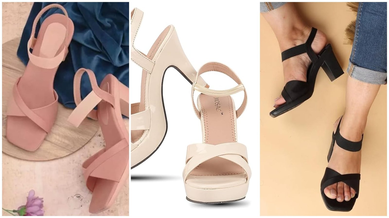 Heels Sandals : Stylish Heels Sandals Design For party 3 photo collage.png 1