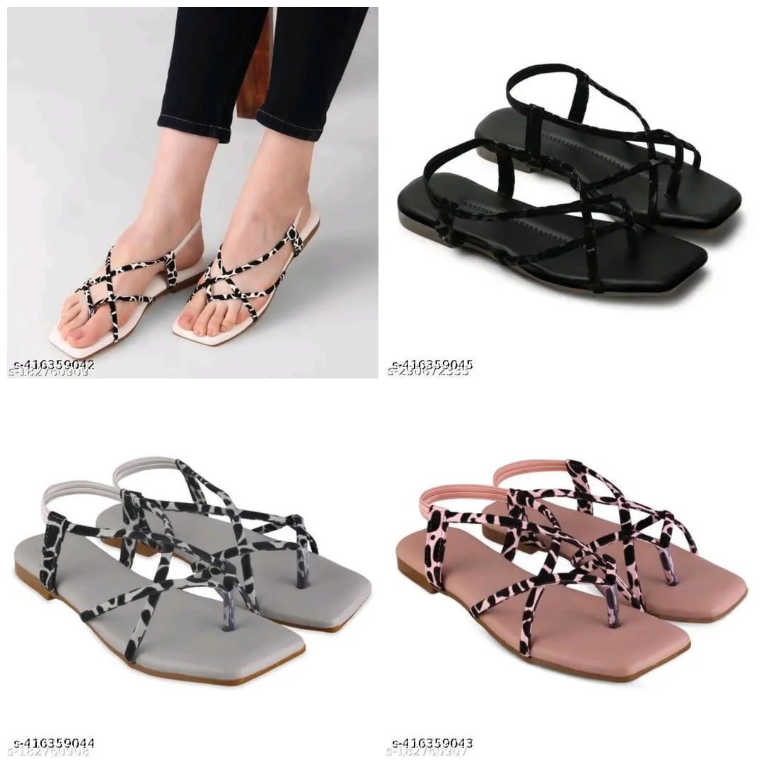 Women Sandals : Stylish Women's Open Toe Flats Slippers Under ₹300 3 Open Toe Flats Slippers Design