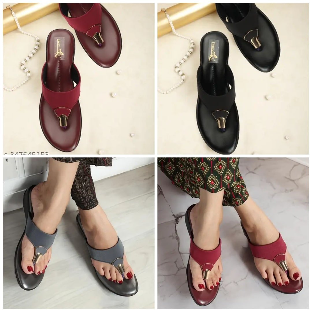 Women Slippers : Women Casual Stylish Buckle Strap Slippers Under ₹400 3 photo collage.png 2