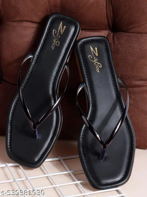 Black Flat Sandals for Ladies