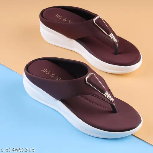 brown Women Wedges Sandals 