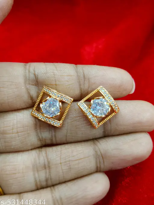 American diamond square earrings Design