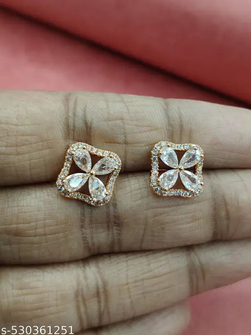 American diamond square shape beautiful studs