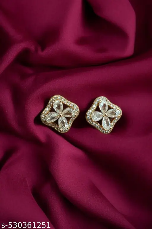 American diamond square shape beautiful studs Earrings Design