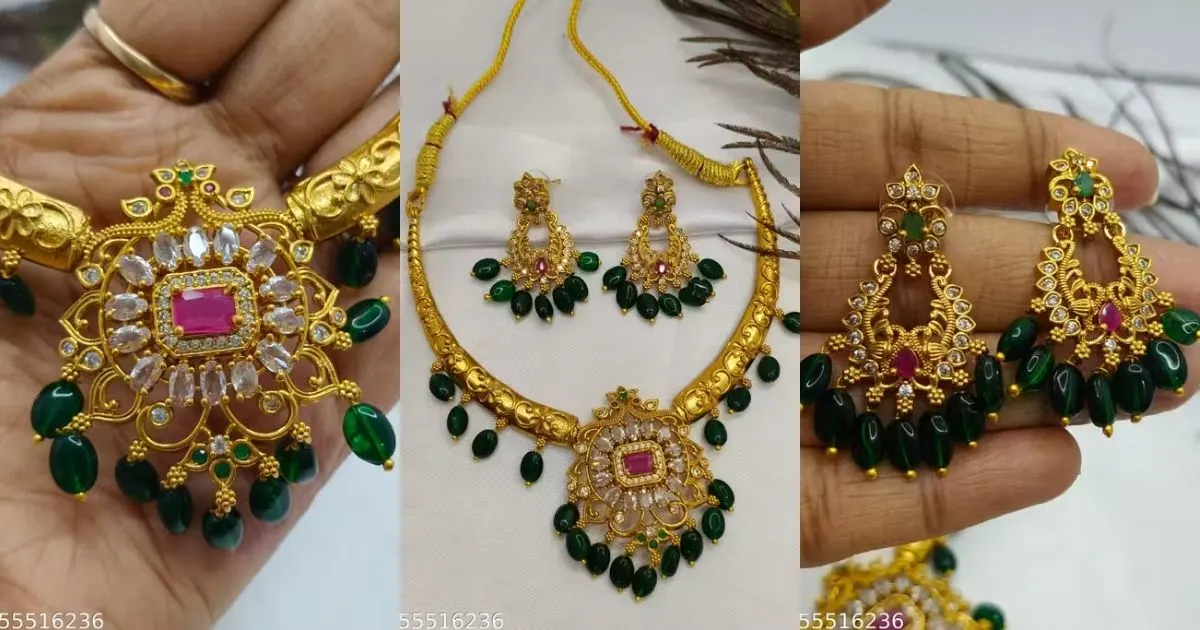 स्टाइलिश लुक के लिए चुनें Green Beads Necklace Set Designs – हर महिला के लिए परफेक्ट चॉइस 4 Necklace Set Designs