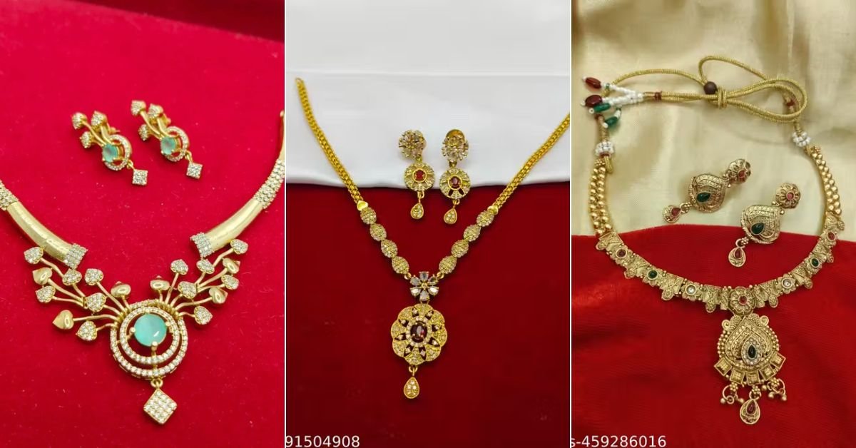 Gold-plated Choker Necklace Set Designs – Simple, Stylish & Trending Jewellery Designs 4 Gold-plated Choker Necklace Set Designs