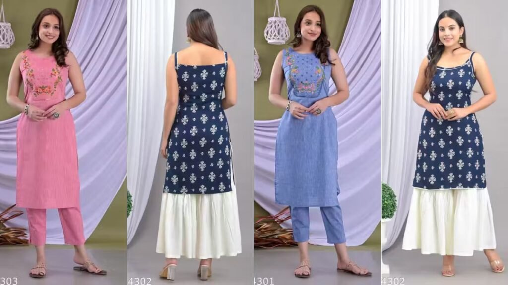 Embroidered Straight Kurta Pant Set FOR WOMEN