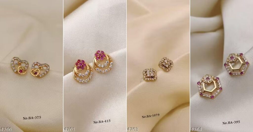 Gold Plated American Diamond Stud Earrings Designs