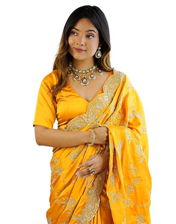 Yellow Embroidery Saree 