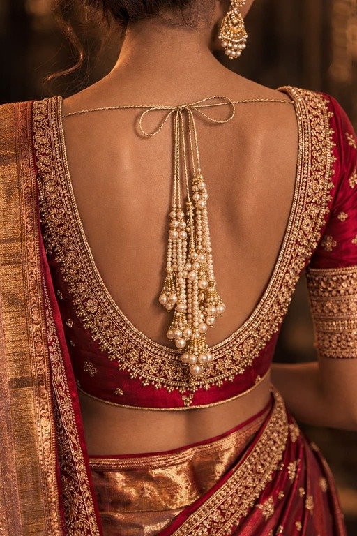 Deep Round Bridal Blouse Back Design