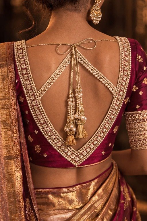 Diamond Shape Cut Blouse Back Design