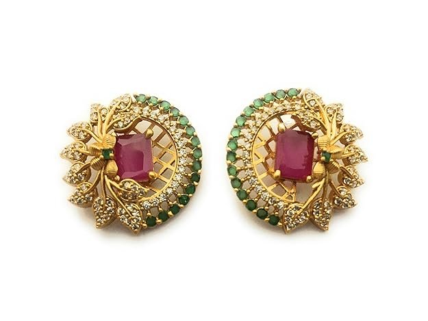 Earrings Design: 5 Stylish Gold-Plated Studs Earrings Design For Ethnic Look 9 Ethnic Floral Designer Studs Earrings for Women