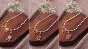 Gold Plated Pearls Necklace Set