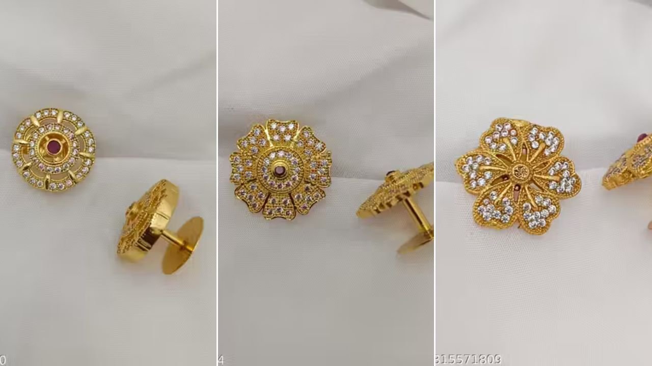 Gold Plated Studs Earrings Design – Minimal & Elegant Daily Wear Jewellery Designs 2026 3 Gold Plated Studs Earrings Design For Women
