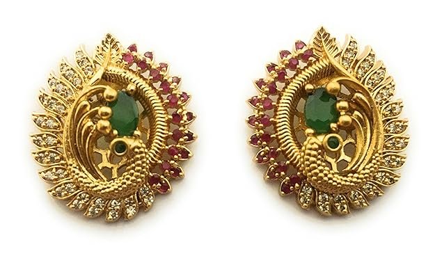 Earrings Design: 5 Stylish Gold-Plated Studs Earrings Design For Ethnic Look 11 Peacock Designer Studs Earrings for Women