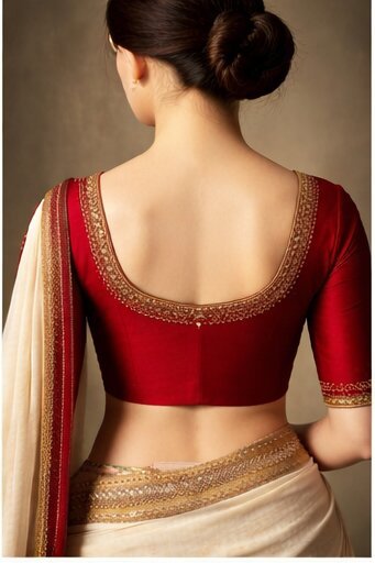 Red Blouse Back Designs: 9 Latest Red Blouse Back Designs for Brides and Festive Wear 8 Red Blouse Back Designs