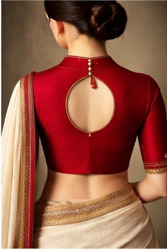 Red Blouse Back Designs: 9 Latest Red Blouse Back Designs for Brides and Festive Wear 12 Red Blouse Back Designs