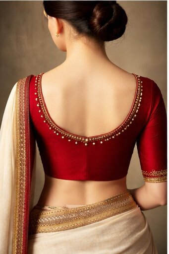 Red Blouse Back Designs: 9 Latest Red Blouse Back Designs for Brides and Festive Wear 13 Red Blouse Back Designs