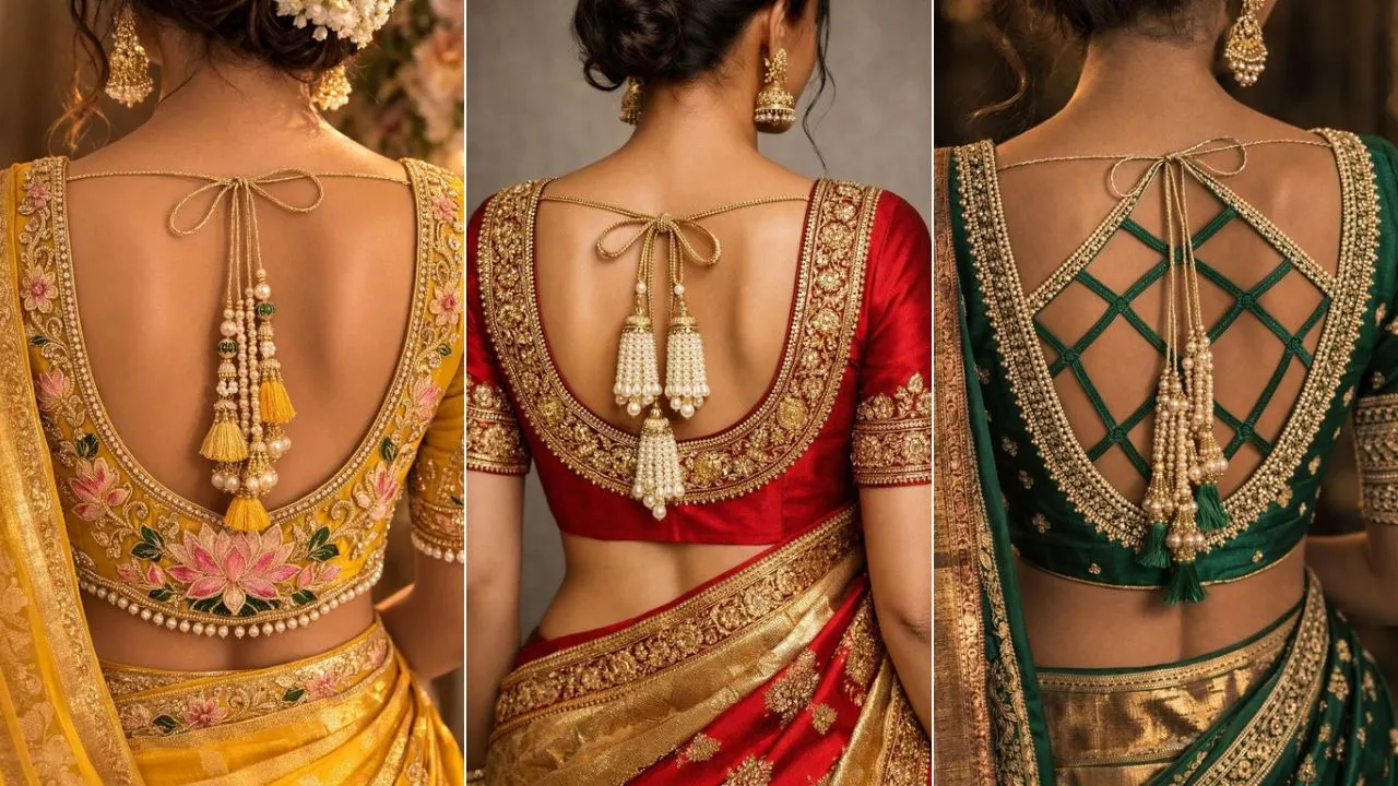 10 Luxury Indian Saree Blouse Back Designs for a Beautiful Bridal Look 4 Saree Blouse Back Designs