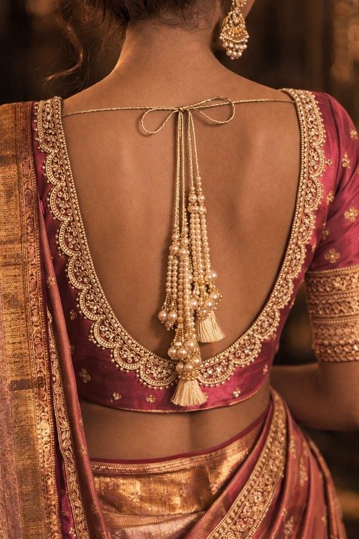 Scalloped Embroidery Border Blouse Designs 