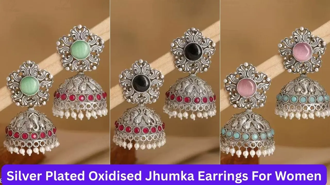 Earrings Design : Silver Plated Oxidised Jhumka Earrings For Women 2026 Latest 4 Silver Plated Oxidised Jhumka Earrings Design