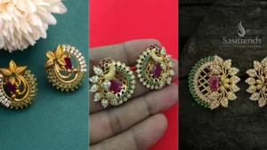 Stylish Gold-Plated Studs Earrings Design For Ethnic Look