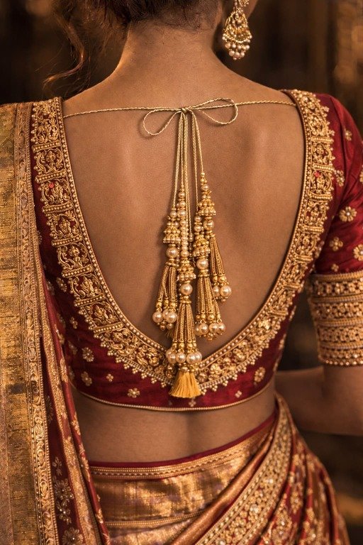 Temple Style Bridal Blouse Back Designs 