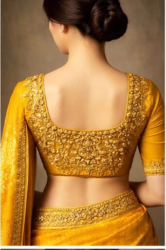 Blouse Back Designs: 9 Royal Bridal Styles Yellow Blouse Back Designs For Haldi 8 Yellow Blouse Back Designs for Haldi