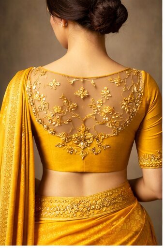 Blouse Back Designs: 9 Royal Bridal Styles Yellow Blouse Back Designs For Haldi 10 Yellow Blouse Back Designs for Haldi