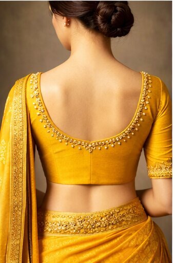 Blouse Back Designs: 9 Royal Bridal Styles Yellow Blouse Back Designs For Haldi 13 Yellow Blouse Back Designs for Haldi