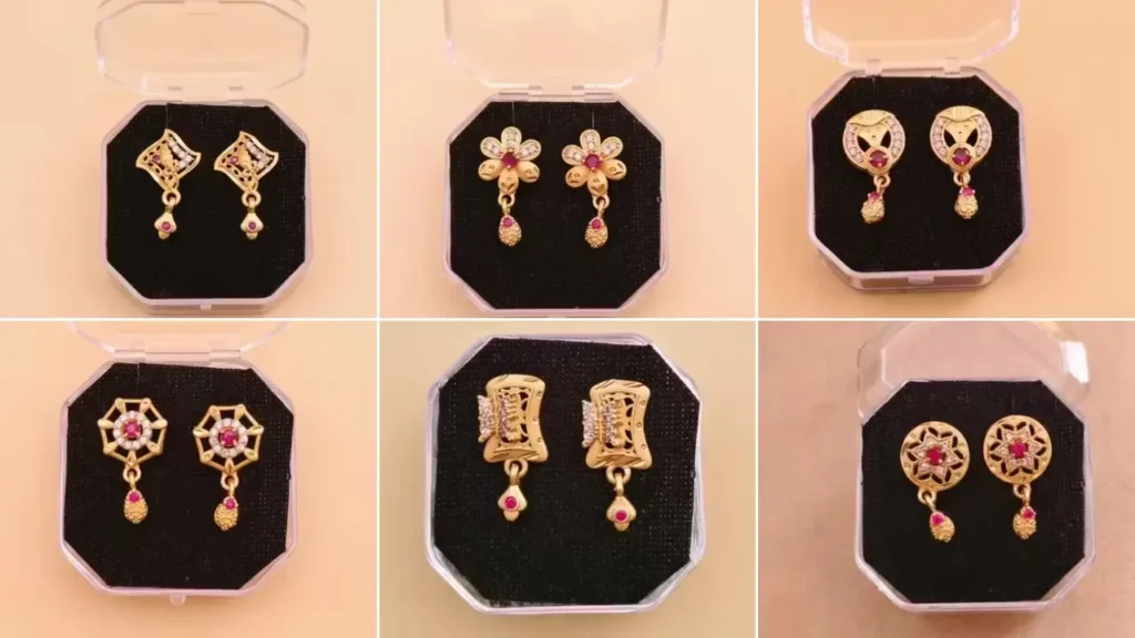 Gold Plated AD Studs Earrings Design