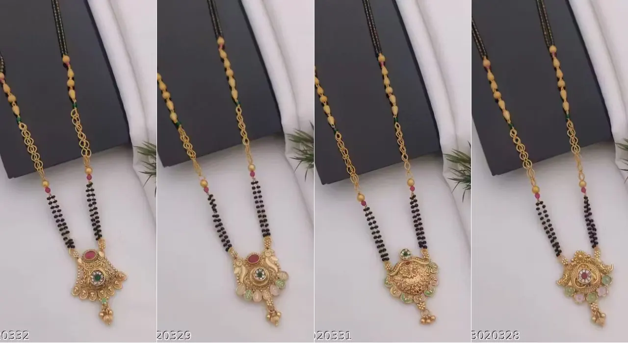 Mangalsutra for Women – Matte Gold Designer Maala Chain Mangalsutra with Big Pendant 3 Mangalsutra for Women