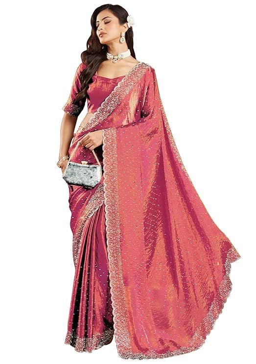 Silk Saree with Zarkhad Diamond Work