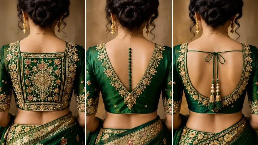 Beautiful Green Blouse Back Designs