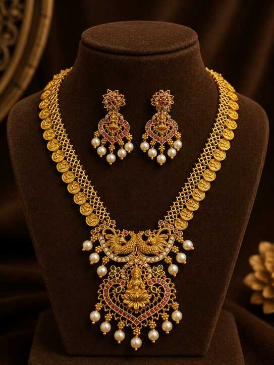 Necklace Set : 10 Stunning Golden Jewellery Set Designs to Elevate Your Royal Look 2026 Latest 10 Antique Multicolor Temple Jewellery Set