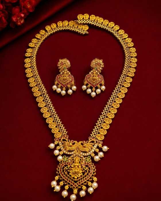 Necklace Set : 10 Stunning Golden Jewellery Set Designs to Elevate Your Royal Look 2026 Latest 4 Temple Jewellery Designs