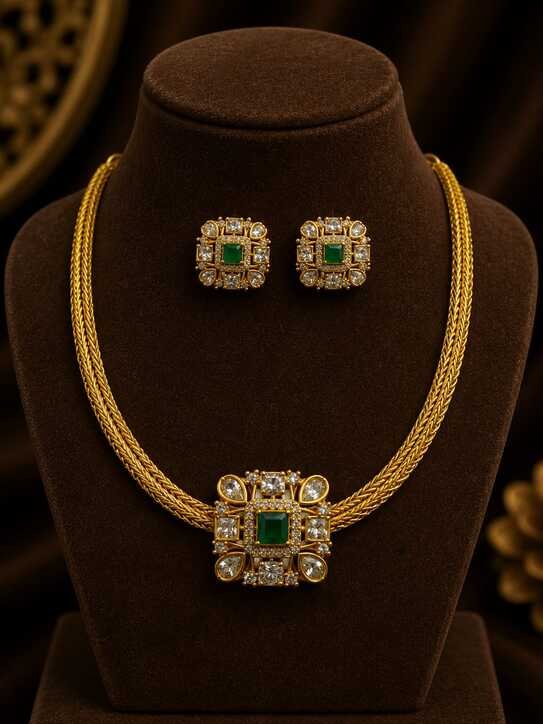 Necklace Set : 10 Stunning Golden Jewellery Set Designs to Elevate Your Royal Look 2026 Latest 3 Emerald Stone Royal Necklace Sets