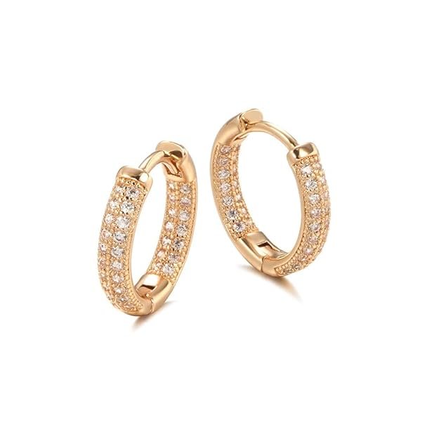 Rose Gold Plated Latest Fancy Stylish Copper Zircon Bali Earrings