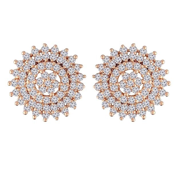 Gold Plated Round Stud Earrings for Women