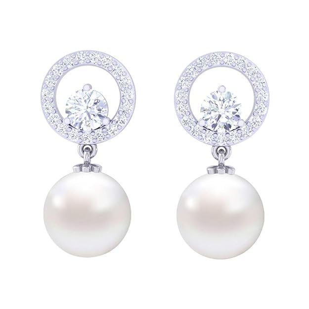 Sterling Silver Swiss Zirconia Pearl Earrings 