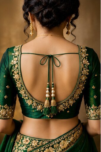 Green Blouse Back Designs