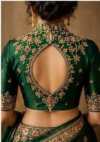Keyhole Back Neck blouse Designs