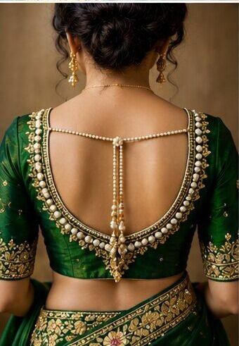 Pearl Border blouse Back Design